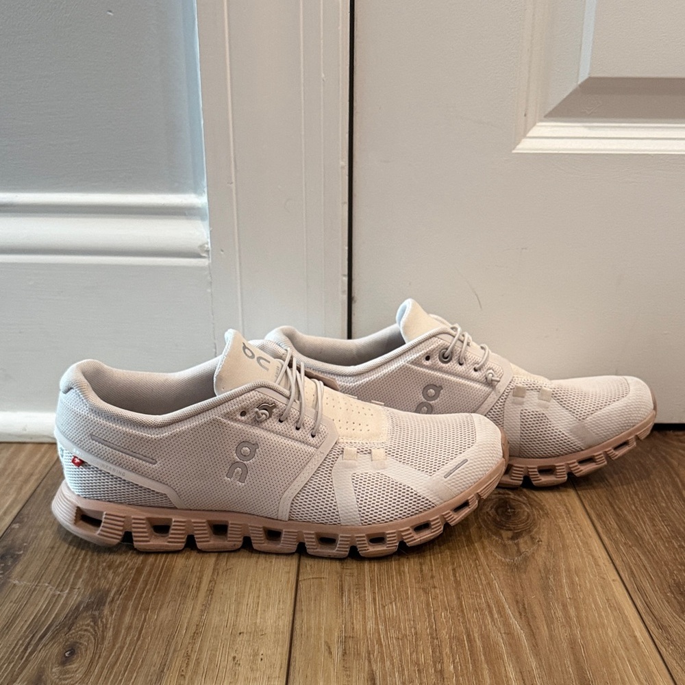 On Running Cloud Shoes in Light Cream and Beige